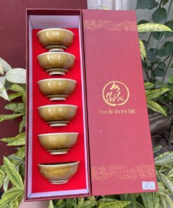 Bộ 6 Ly trà Hoàng Lưu Ly Kim Sa – An Thổ Túc dáng dẹp ATT017424